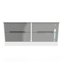 Turin 4 Drawer Bed Box In Grey Gloss & White (Ready Assembled)