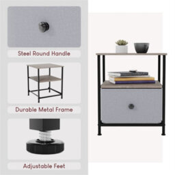 1Drawer Modern Fabric Chest Of Drawers Storage Beige & Grey Bedroom Furniture - thumbnail 2
