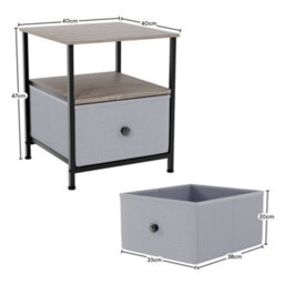 1Drawer Modern Fabric Chest Of Drawers Storage Beige & Grey Bedroom Furniture - thumbnail 3