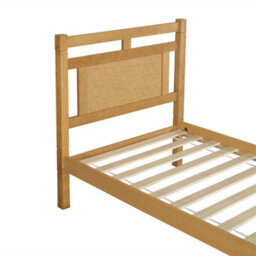 Abrihome 3Ft Single Wooden Bed (90X190Cm) In Natural Wood Finish With Rattan Accents - thumbnail 5