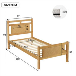 Abrihome 3Ft Single Wooden Bed (90X190Cm) In Natural Wood Finish With Rattan Accents - thumbnail 4
