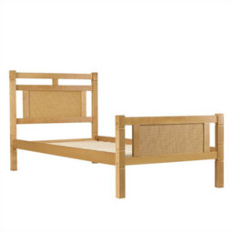 Abrihome 3Ft Single Wooden Bed (90X190Cm) In Natural Wood Finish With Rattan Accents - thumbnail 8