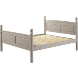 "Bed Frame Double 4'6"" High End Grey Wax Solid Wood Mexican Pine Wooden" - thumbnail 3