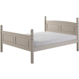 "Bed Frame Double 4'6"" High End Grey Wax Solid Wood Mexican Pine Wooden" - thumbnail 1