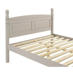 "Bed Frame Double 4'6"" High End Grey Wax Solid Wood Mexican Pine Wooden" - thumbnail 4
