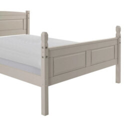 "Bed Frame Double 4'6"" High End Grey Wax Solid Wood Mexican Pine Wooden" - thumbnail 6