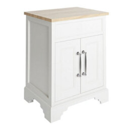 Homestylestore Antique White And Oak 645mm Bathroom Vanity Unit And Chrome T Bar Handles - thumbnail 1