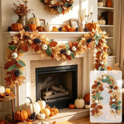 Amorly 175Cm Artificial Maple Leaf Garland, Autumn Hanging Vine, Fall Foliage Decor For Mantle, Stair, Porch, Thanksgiving Halloween Home - thumbnail 7