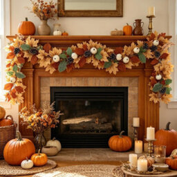 Amorly 175Cm Artificial Maple Leaf Garland, Autumn Hanging Vine, Fall Foliage Decor For Mantle, Stair, Porch, Thanksgiving Halloween Home - thumbnail 6