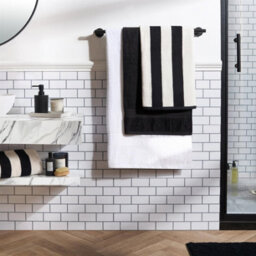 OHS Stripe 100% Cotton Bath Towel Hotel Luxury Shower Soft Absorbent, White - 1Pc - thumbnail 3