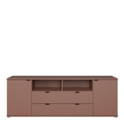 Furniture To Go Ganymede Wide Tv Unit With Open Shelving, 2 Drawers And 2 Doors In Terracotta - thumbnail 3