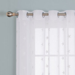 Deconovo Linen Look Embroidered Voile Curtains Star Pattern Sheer Curtains For Bedroom 55 X 72 Inch White Two Panels - thumbnail 6