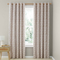 Catherine Lansfield Sorrel Leaf 66X90 Inch Fully Reversible Eyelet Curtains Two Panels Natural - thumbnail 4