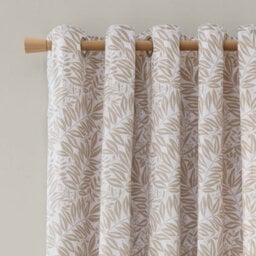 Catherine Lansfield Sorrel Leaf 66X90 Inch Fully Reversible Eyelet Curtains Two Panels Natural - thumbnail 2