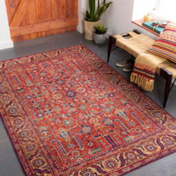 Livabliss Iris-Vintage Orange Blue Beige Traditional Boho Living Dining Bedroom Rug 200 X 275 Cm Easy Care, Non Shedding - thumbnail 2