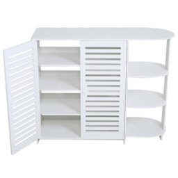 Living And Home 4 Tier White Modern Shoe Storage Cabinet With Double Doors And Open Shelf For Entryway - thumbnail 4