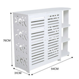 Living And Home 4 Tier White Modern Shoe Storage Cabinet With Double Doors And Open Shelf For Entryway - thumbnail 6