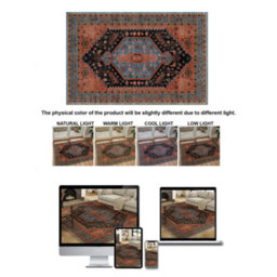Decoranddecor Rug, Washable Rugs, Bedroom Kitchen Rugs, 80X150Cm, Non-Slip, Pet Friendly, Low Pile, Persian Rug - Lunora - thumbnail 9