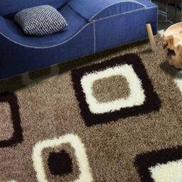 "Bravich Beige Geometric Boxed Thick Shaggy Rug - California - 160X230Cm (5'4""x7'8"")" - thumbnail 2