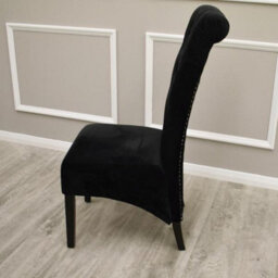 Stratus Interiors Emma Tall Lion Knocker Velvet Dining Chair - Black Crush Velvet - thumbnail 1