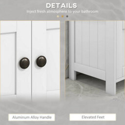 Bathroom Pedestal Under Sink Cabinet With Storage Shelves, Door, White - thumbnail 2