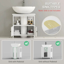 Bathroom Pedestal Under Sink Cabinet With Storage Shelves, Door, White - thumbnail 4