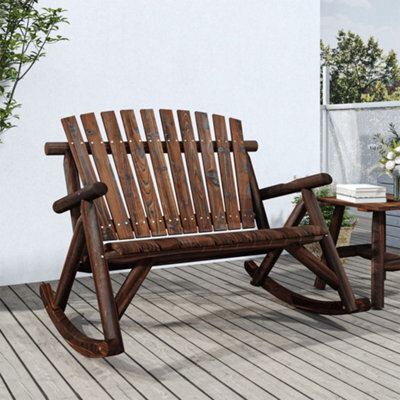 Berkfield 2-Seater Garden Rocking Bench 123X96X102 Cm Solid Wood Spruce - image 1