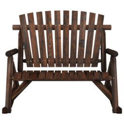 Berkfield 2-Seater Garden Rocking Bench 123X96X102 Cm Solid Wood Spruce - thumbnail 3