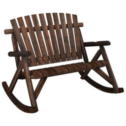 Berkfield 2-Seater Garden Rocking Bench 123X96X102 Cm Solid Wood Spruce - thumbnail 2