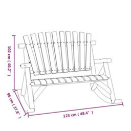 Berkfield 2-Seater Garden Rocking Bench 123X96X102 Cm Solid Wood Spruce - thumbnail 6