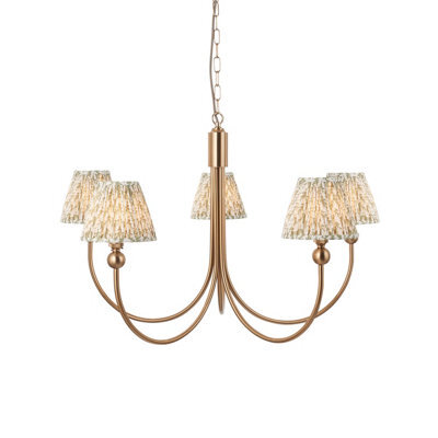 Loops Sophisticated Aged Brass Pendant Light With Herb Garden Green Shades - image 1