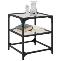 Walplus Coffee Tables With Transparent Glass Top 2 Pcs 40X40X45 Cm Steel - thumbnail 3