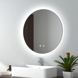 Emke 600mm Round Bathroom Led Mirror With Bluetooth Illuminated Backlit Wall Mounted With Demister And Dimming - thumbnail 1