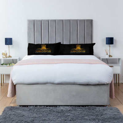 UKBEDFURNITURE Ashford Silver Plush  Divan Bed Base With 26 Inch Headboard - No Storage - image 1