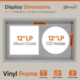 "30X17"" Light Grey Modern Vinyl Record Frame With Silver Mount For 12 Inch Lp Album Cover & Disc - Ak Frames" - thumbnail 2