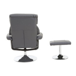 Orsina Comfortable Grey Leather Effect Reclining Chair And Footstool, Easy To Clean Leather Chair, Comfy Footstool - thumbnail 5