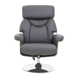 Orsina Comfortable Grey Leather Effect Reclining Chair And Footstool, Easy To Clean Leather Chair, Comfy Footstool - thumbnail 6