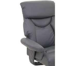 Orsina Comfortable Grey Leather Effect Reclining Chair And Footstool, Easy To Clean Leather Chair, Comfy Footstool - thumbnail 8