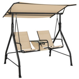 Costway 2 Person Outdoor Patio Swing Patio Loveseat Swing W/adjustable Canopy - thumbnail 2