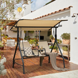 Costway 2 Person Outdoor Patio Swing Patio Loveseat Swing W/adjustable Canopy - thumbnail 1