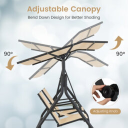 Costway 2 Person Outdoor Patio Swing Patio Loveseat Swing W/adjustable Canopy - thumbnail 4