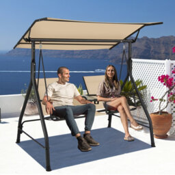 Costway 2 Person Outdoor Patio Swing Patio Loveseat Swing W/adjustable Canopy - thumbnail 9