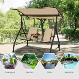Costway 2 Person Outdoor Patio Swing Patio Loveseat Swing W/adjustable Canopy - thumbnail 8