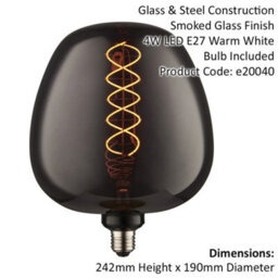 4W E27 Filament Lamp - Decorative Smoked Tinted Glass Light Bulb - Warm White - thumbnail 2