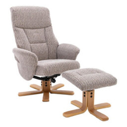 Morris Living The Giza - Fabric Swivel Recliner Chair & Matching Footstool In Wheat