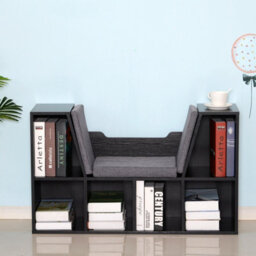 Homcom Cube Bookshelf Organizer With Reading Seat, Six Cubes, Black - thumbnail 8