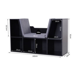 Homcom Cube Bookshelf Organizer With Reading Seat, Six Cubes, Black - thumbnail 3