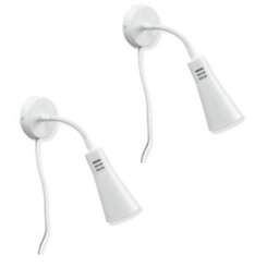 Valuelights Edwards Pair Of - Plug In White Flexible Gooseneck Easy Fit Adjustable Wall Lights - thumbnail 2