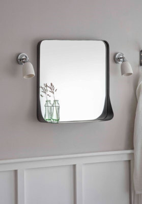 Garden Trading Indoor Farringdon Wall Hung Square Hallway Mirror Shelf Steel - image 1