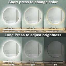 AVER-GROWTH Round Backlit Led Bathroom Mirror With Lights 3 Colour, Anti-Fog Touch/wall Switch Memory Function Illuminated Mirror 70Cm - thumbnail 3